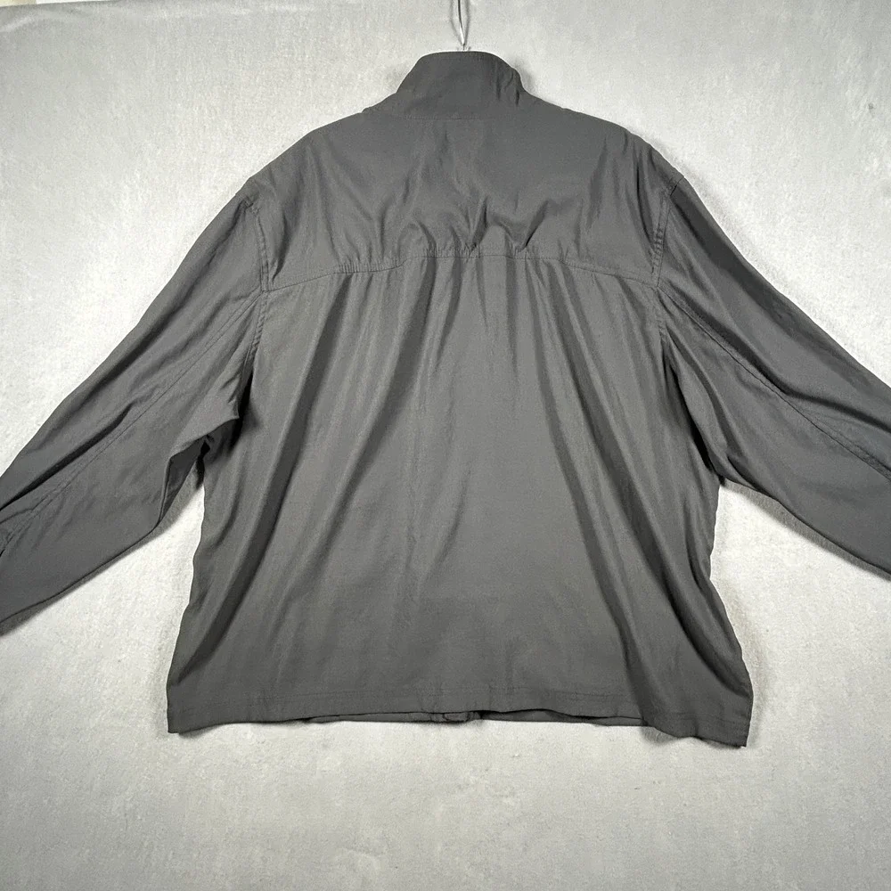 Orvis Windbreaker Jacket Mens XXL Gray Solid Full Zip Plaid Lined Outdoor Pocket